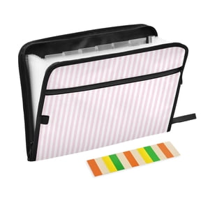 Wobogo Sweet Pink Stripe Expanding File Folder Letter Size Accordion Filing Organizer 13 Pocket Separate Organ Pocket