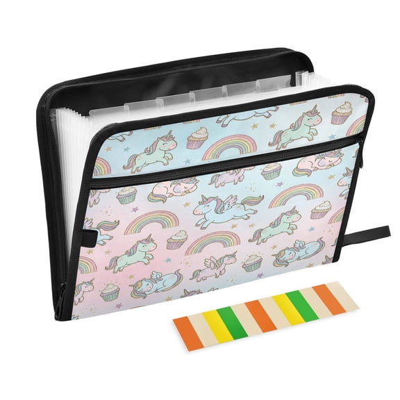 Wobogo Sweet Unicorn Expanding File Folder Letter Size Accordion Filing Organizer 13 Pocket Separate Organ Pocket