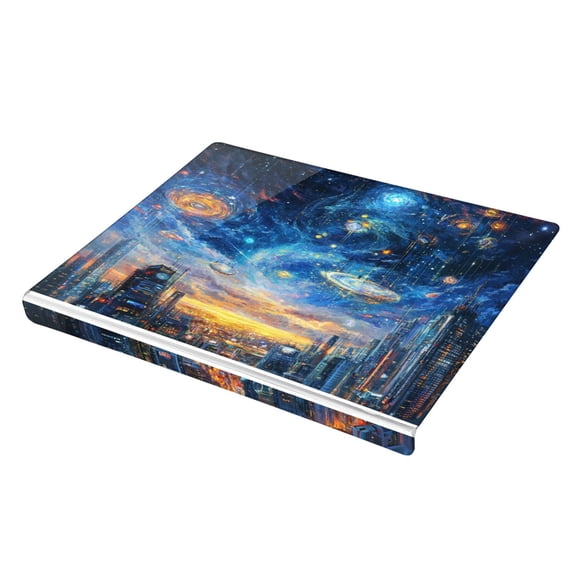 Wobogo Techno City Acrylic Cutting Board with Counter Lip 16.5"x13.4 Perfect for Bread Meat Veggies & More Great Kitchen Essential Gadgets & Decor
