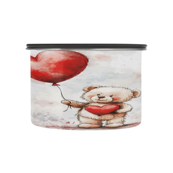 Wobogo Teddy Bear Holding A Balloon Food Storage Jars 304 Food Grade Stainless Steel Canisters With Vacuum Airtight Lids for Coffee Snacks Nuts Cereal 500ML