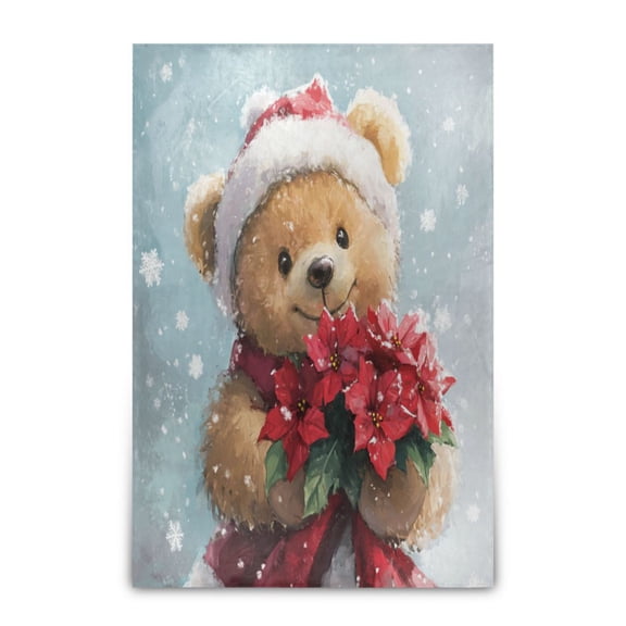 Wobogo Teddy Bear Holding Flowers Soft Cozy Fluffy Double Sided Blankets for Couch Sofa Chair Bed Camping Picnic Travel Lightweight Bed 6090inch