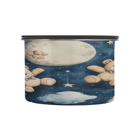 Wobogo Teddy Bear Night Sky Pattern Food Storage Jars 304 Food Grade Stainless Steel Canisters With Vacuum Airtight Lids for Coffee Snacks Nuts Cereal 500ML