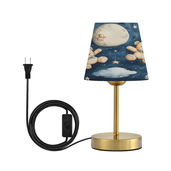Wobogo Teddy Bear Night Sky Pattern Table Lamps Three-channel Adjustable Lighted Antique Brass Metal Base Simple Modern Style for Bedroom Nightstands Living Room and Office