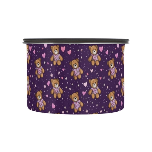 Wobogo Teddy Bears Food Storage Jars 304 Food Grade Stainless Steel Canisters With Vacuum Airtight Lids for Coffee Snacks Nuts Cereal 500ML