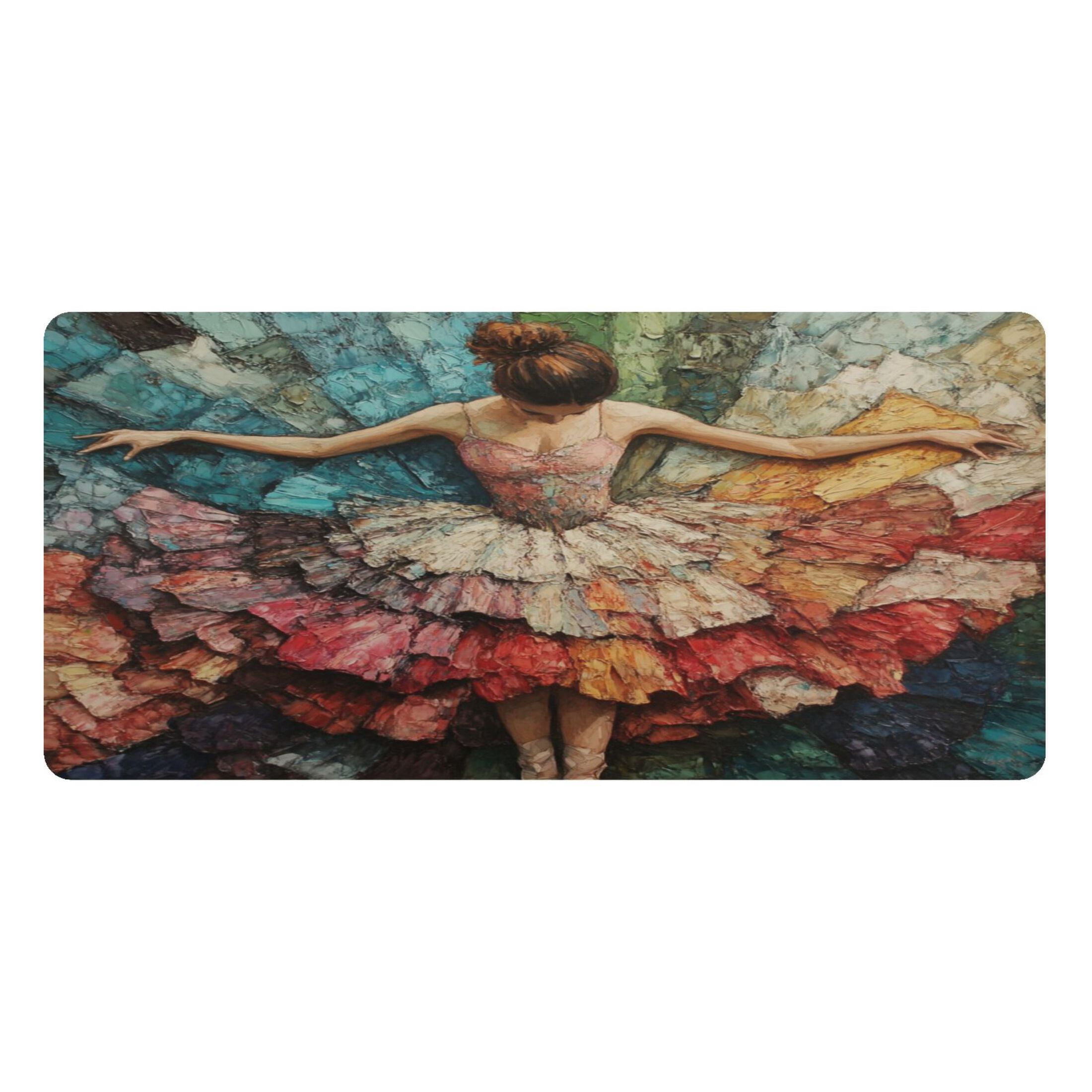 Wobogo The Elegant Ballet Gaming Mouse Pad Non-slip Leather Desk Mat Water Resist Keyboard Pad for Gamer Office 16.5×35.4in