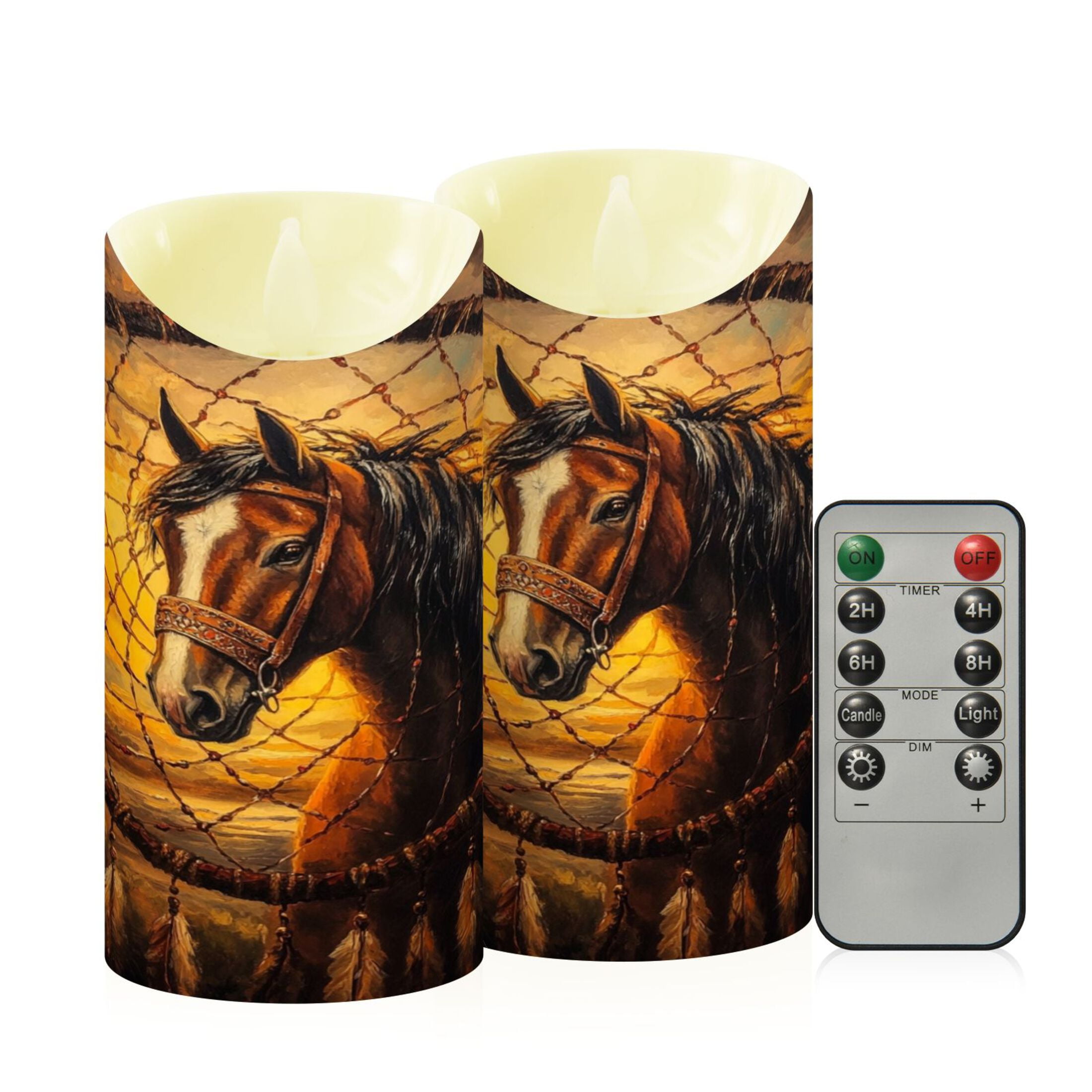 Wobogo The Sunset Stallion Flameless Candles with Remote Battery Operated Flickering LED Candles with Timer 2/4/6/8H Medium Size