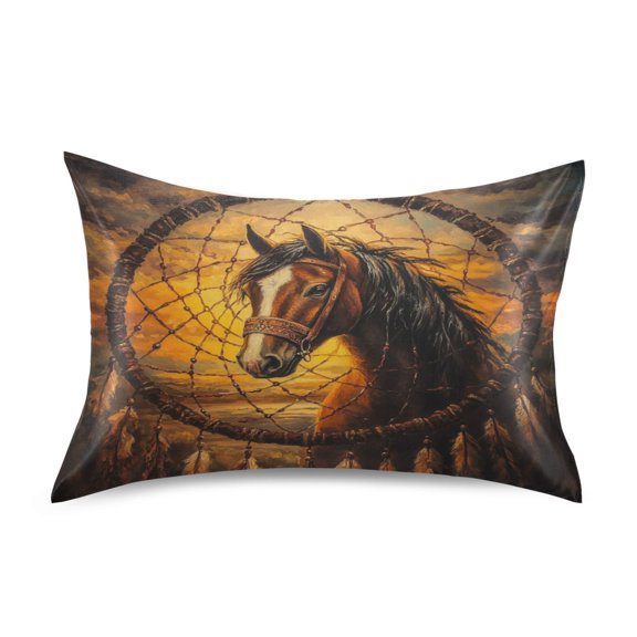Wobogo The Sunset Stallion Satin Pillowcase Soft Smooth Envelope Design Comfortable Bedding Essentials 20×26in