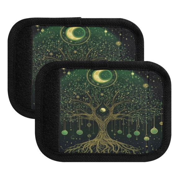 Wobogo The World Tree Luggage Handle Wrap 2Pcs Suitcase Identifier Travel Accessories Affordable Durable Concealed Tag For Airport Leaf