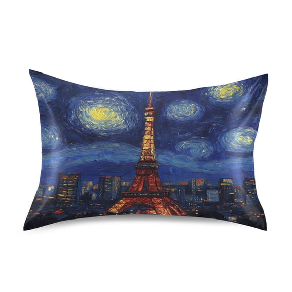 Wobogo Tokyo Tower Night View Satin Pillowcase Soft Smooth Envelope Design Comfortable Bedding Essentials 20×26in