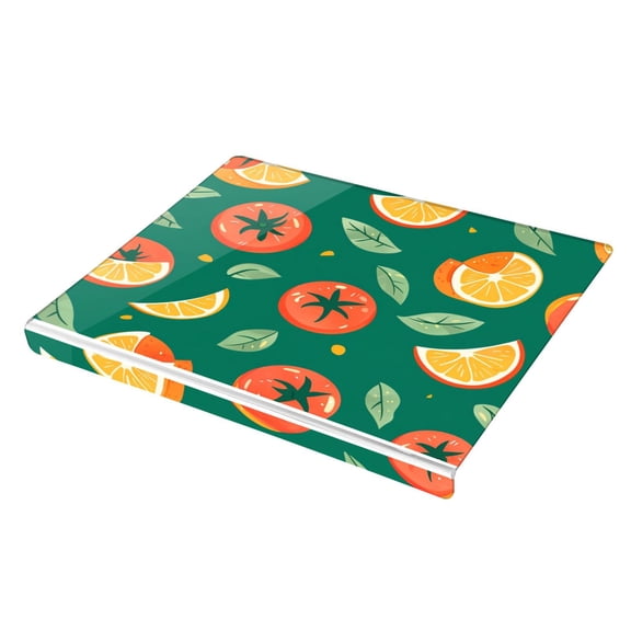 Wobogo Tomato Orange Pattern Acrylic Cutting Board with Counter Lip 16.5"x13.4 Perfect for Bread Meat Veggies & More Great Kitchen Essential Gadgets & Decor