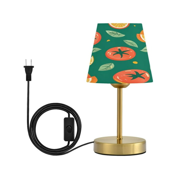 Wobogo Tomato Orange Pattern Table Lamps Three-channel Adjustable Lighted Antique Brass Metal Base Simple Modern Style for Bedroom Nightstands Living Room and Office