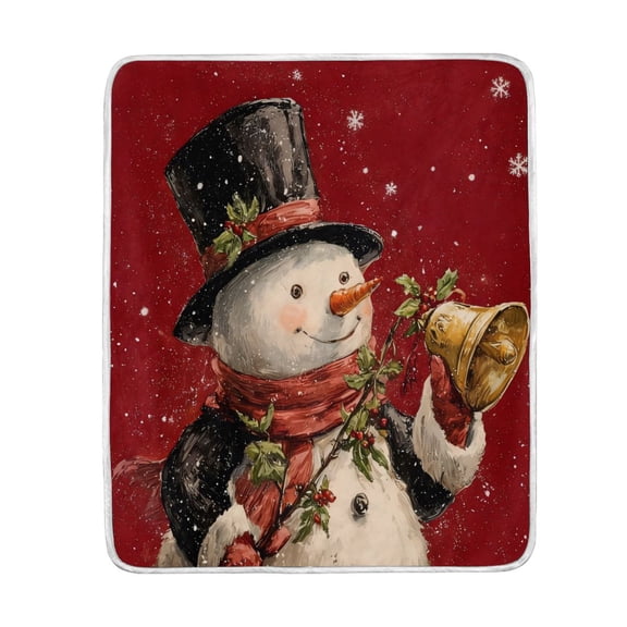 Wobogo Top Hat Snowman Flannel Fleece Bed Blanket as Bedspread Coverlet Sofa blankets (80x60in) Soft Lightweight Warm and Cozy