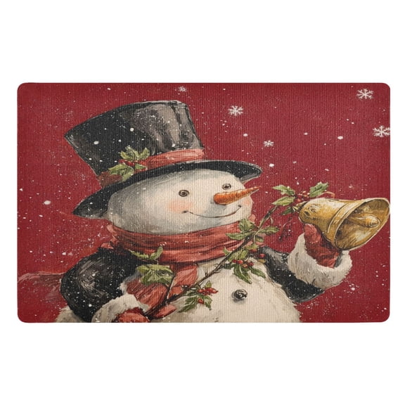 Wobogo Top Hat Snowman Highly Absorbent Polyester Doormat Anti-slip Anti-fouling Indoor Outdoor Entrance Welcome Mat 3220in