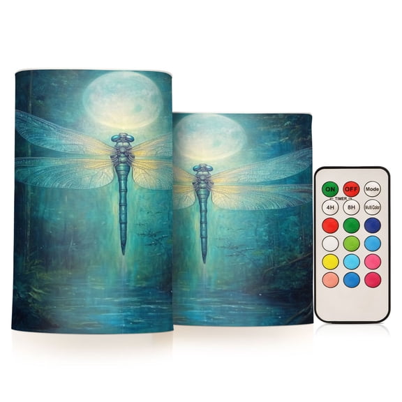 Wobogo Tranquility Dragonfly Combo Flameless Flickering Candle Light with Remote Control and Timer for Romantic Atmosphere