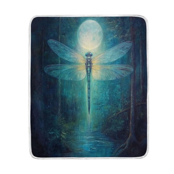 Wobogo Tranquility Dragonfly Flannel Fleece Bed Blanket as Bedspread Coverlet Sofa blankets (80x60in) Soft Lightweight Warm and Cozy