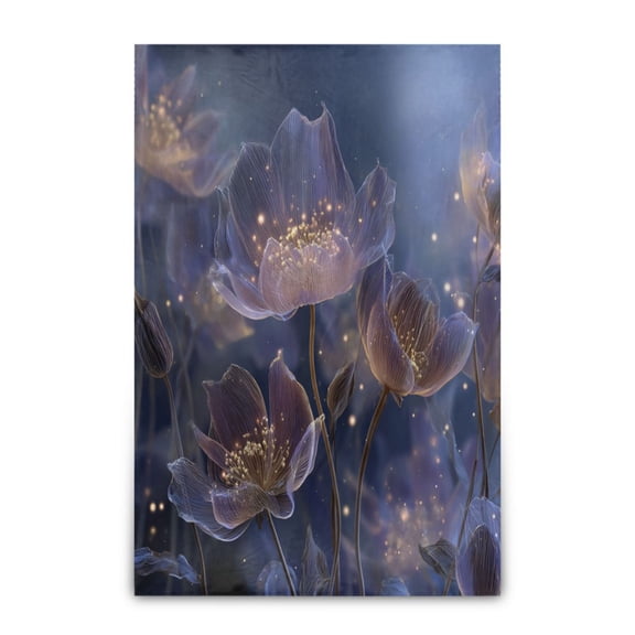 Wobogo Transparent Purple Flowers Soft Cozy Fluffy Double Sided Blankets for Couch Sofa Chair Bed Camping Picnic Travel Lightweight Bed 6090inch