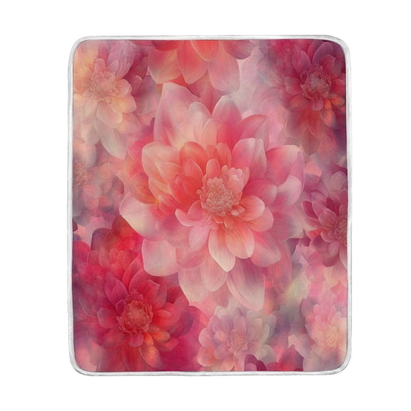 Wobogo Transparent Red Flower Flannel Fleece Bed Blanket as Bedspread Coverlet Sofa blankets (80x60in) Soft Lightweight Warm and Cozy