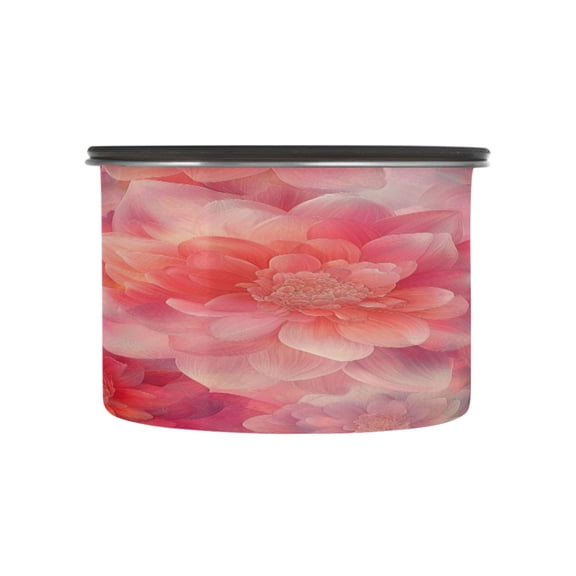 Wobogo Transparent Red Flower Food Storage Jars 304 Food Grade Stainless Steel Canisters With Vacuum Airtight Lids for Coffee Snacks Nuts Cereal 500ML