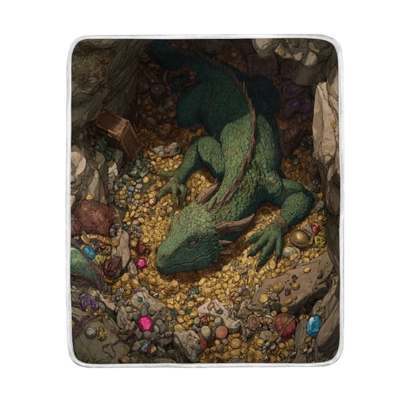 Wobogo Treasure Dragon Flannel Fleece Bed Blanket as Bedspread Coverlet Sofa blankets (80x60in) Soft Lightweight Warm and Cozy