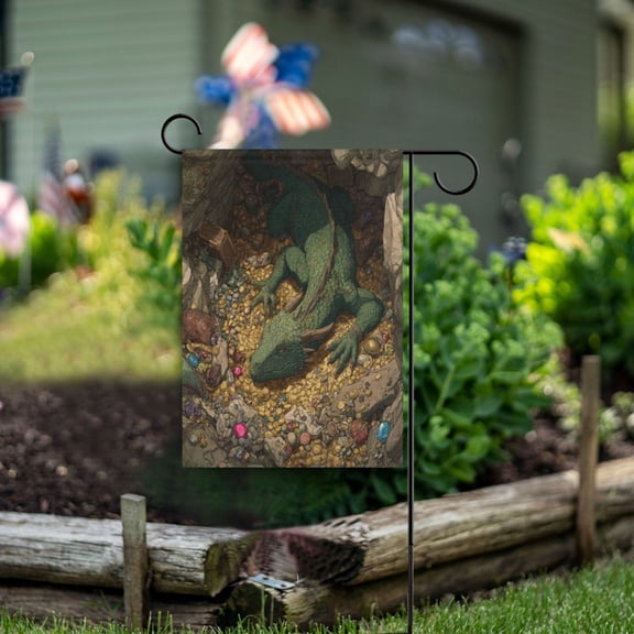 Wobogo Treasure Dragon Garden Flag 12×18 Inch Double Sided For Outdoor Yard Decoration