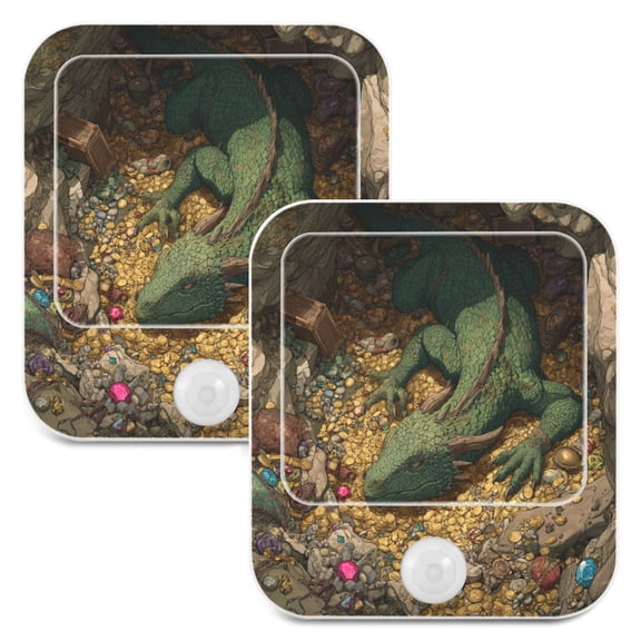 Wobogo Treasure Dragon Night Light Lamp Set of 2 with Smart Sensor Dusk to Dawn Sensor 0.6W Plug-in