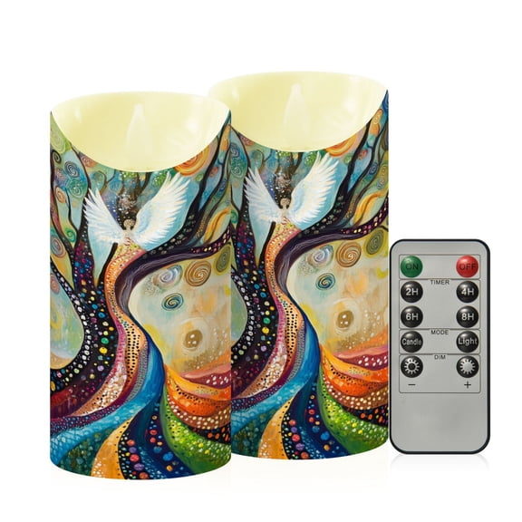 Wobogo Tree Of Angels Flameless Candles with Remote Battery Operated Flickering LED Candles with Timer 2/4/6/8H Medium Size