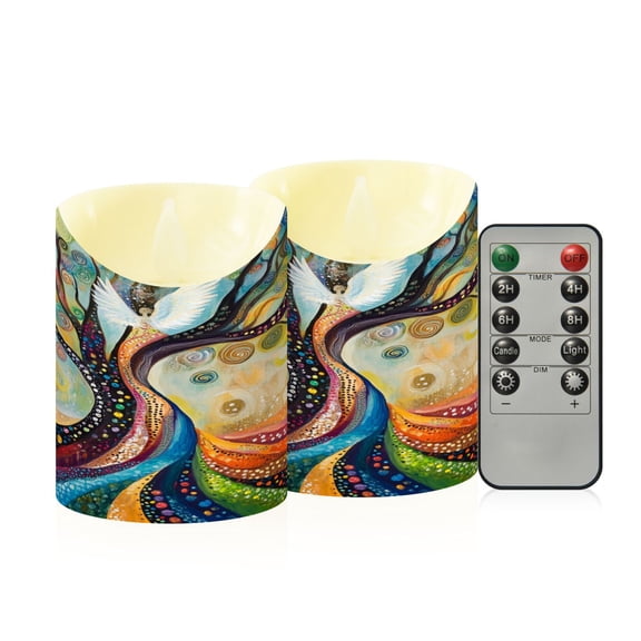 Wobogo Tree Of Angels Flameless Candles with Remote Battery Operated Flickering LED Candles with Timer 2/4/6/8H Small Size