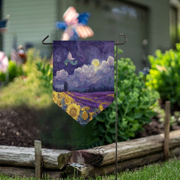 Wobogo Triangle Garden Flag Blooming Sunflowers 28x40 in Large Yard Flag Durable Fade Resistant Outdoor Decor
