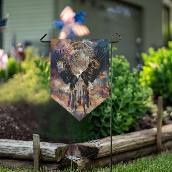 Wobogo Triangle Garden Flag White Eagles Soaring 12x18.5 in Large Yard Flag Durable Fade Resistant Outdoor Decor