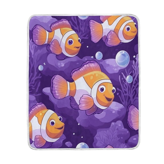 Wobogo Tropical Clownfish Flannel Fleece Bed Blanket as Bedspread Coverlet Sofa blankets (50x60in) Soft Lightweight Warm and Cozy