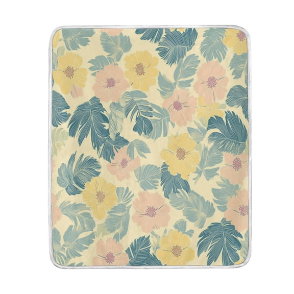 Wobogo Tropical Flowers Flannel Fleece Bed Blanket as Bedspread Coverlet Sofa blankets (80x60in) Soft Lightweight Warm and Cozy