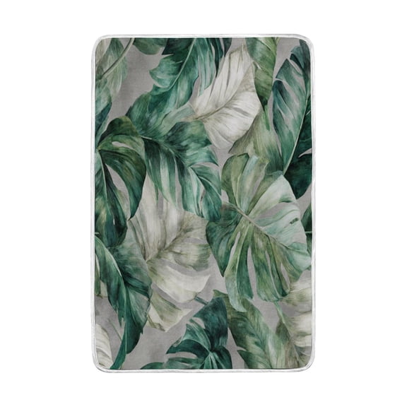 Wobogo Tropical Leaves Flannel Fleece Bed Blanket as Bedspread Coverlet Sofa Blankets (90x60in) Soft Lightweight Warm and Cozy