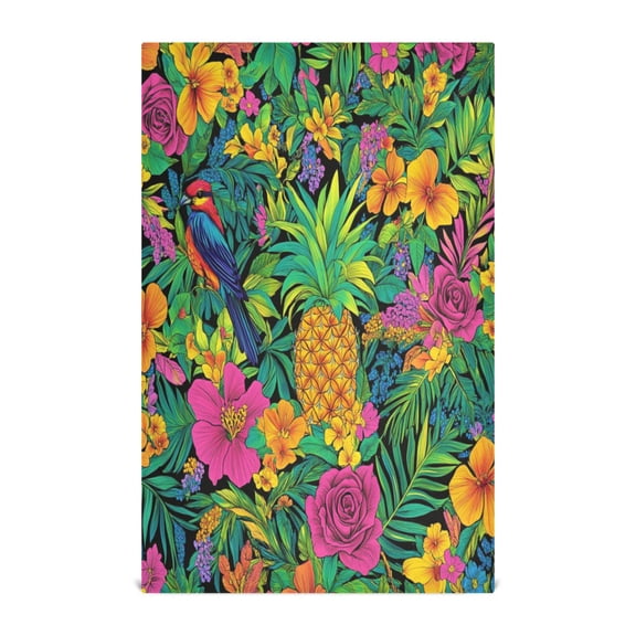 Wobogo Tropical Pineapple Kitchen Towel 4 Piece Large Cotton Dishcloth Premium Absorbency Set with Hanging Loop