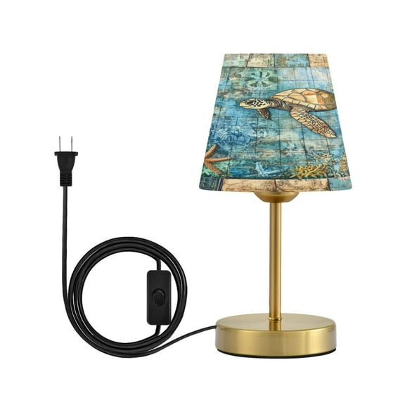 Wobogo Turtle Coral Figure Table Lamps Three-channel Adjustable Lighted Antique Brass Metal Base Simple Modern Style for Bedroom Nightstands Living Room and Office