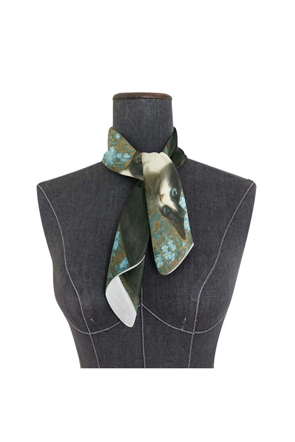Wobogo Tuxedo Cat Square Scarf 23.62 x 23.62 In Lightweight Polyester Silk-Feel Neck Scarf for Women Fashion Head Scarf Hair Wrap Bandana