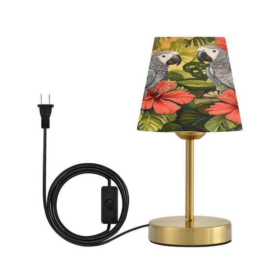 Wobogo Two Playful Gray Parrots Table Lamps Three-channel Adjustable Lighted Antique Brass Metal Base Simple Modern Style for Bedroom Nightstands Living Room and Office