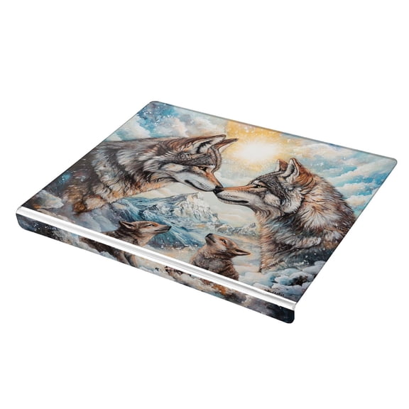 Wobogo Two Wolf Kings Acrylic Cutting Board with Counter Lip 16.5"x13.4 Perfect for Bread Meat Veggies & More Great Kitchen Essential Gadgets & Decor