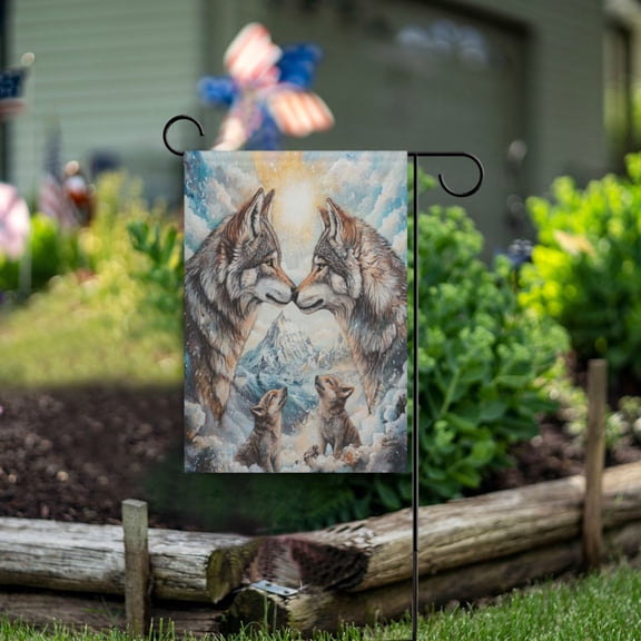 Wobogo Two Wolf Kings Garden Flag 12×18 Inch Double Sided For Outdoor Yard Decoration