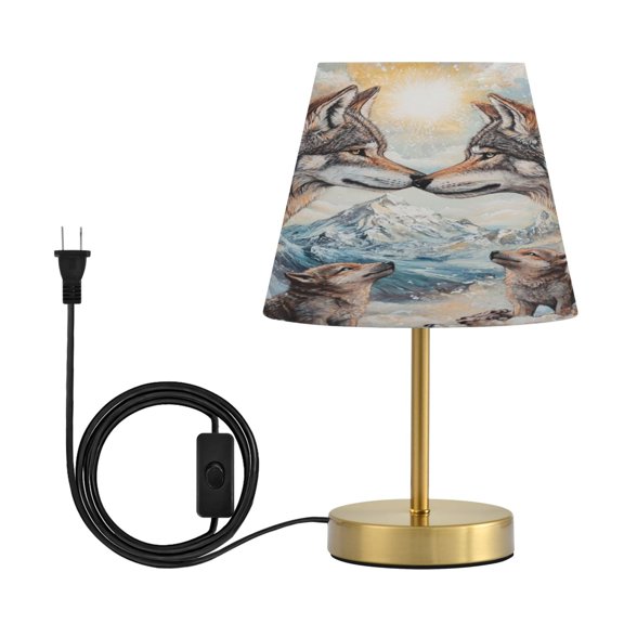 Wobogo Two Wolf Kings Table Lamps Three-channel Adjustable Lighted Antique Brass Metal Base Simple Modern Style for Bedroom Nightstands Living Room and Office
