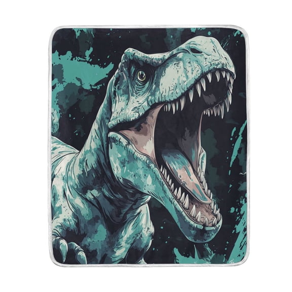 Wobogo Tyrannosaurus Rex Flannel Fleece Bed Blanket as Bedspread Coverlet Sofa blankets (80x60in) Soft Lightweight Warm and Cozy