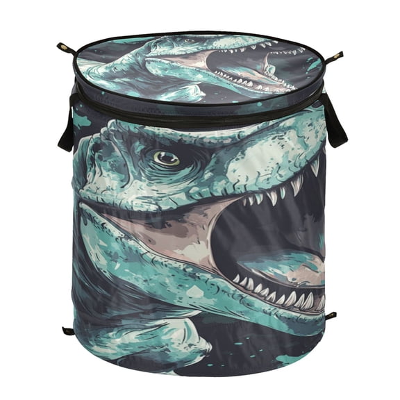 Wobogo Tyrannosaurus Rex Foldable Laundry Baskets with Carry Handle Zipper Closure Travel Bathroom College Dorm Essentials