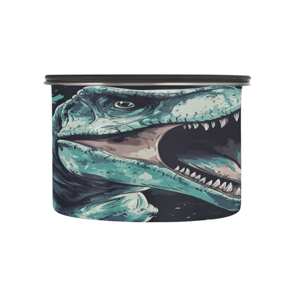 Wobogo Tyrannosaurus Rex Food Storage Jars 304 Food Grade Stainless Steel Canisters With Vacuum Airtight Lids for Coffee Snacks Nuts Cereal 500ML