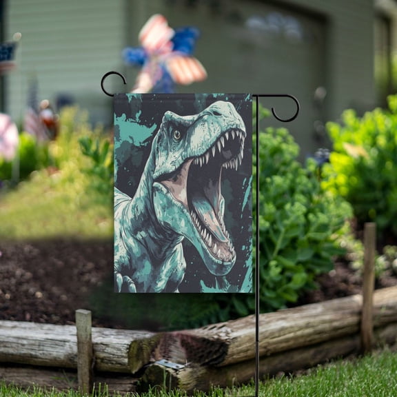 Wobogo Tyrannosaurus Rex Garden Flag 12×18 Inch Double Sided For Outdoor Yard Decoration