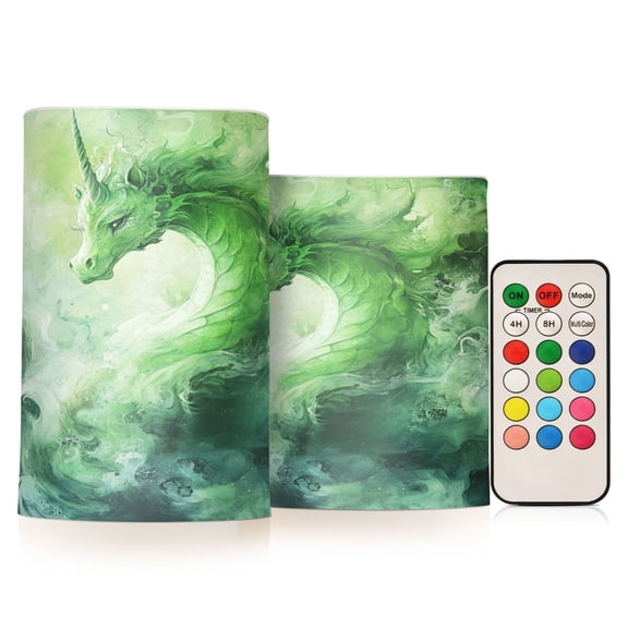 Wobogo Unicorn Dragon Combo Flameless Flickering Candle Light with Remote Control and Timer for Romantic Atmosphere