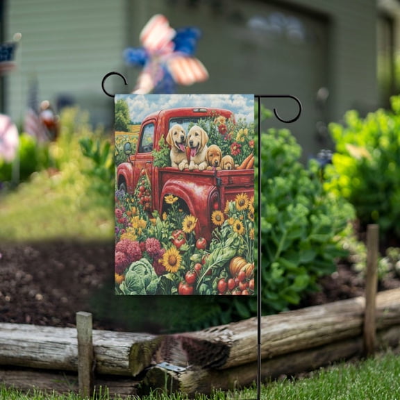 Wobogo Vegetable Truck Garden Flag 12×18 Inch Double Sided For Outdoor Yard Decoration