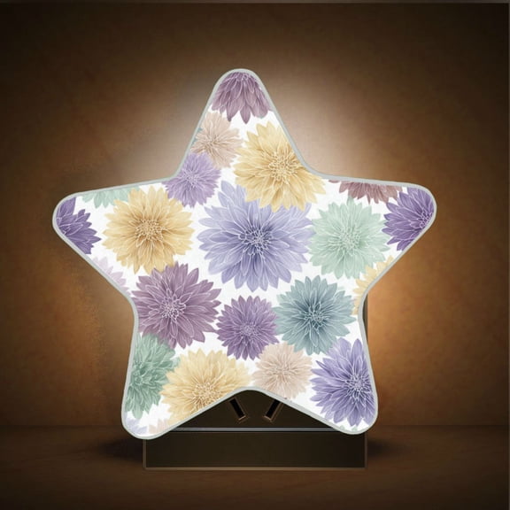 Wobogo Vibrant Floral LED Star Night Light 0.2 Watt Wall Plug Dusk to Dawn Auto Switch Adjustable Brightness Soft White Light