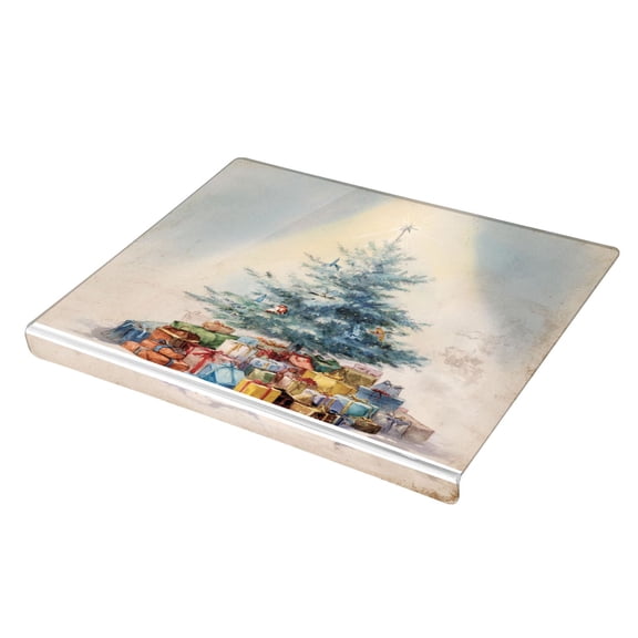 Wobogo Vintage Christmas Tree Acrylic Cutting Board with Counter Lip 16.5"x13.4 Perfect for Bread Meat Veggies & More Great Kitchen Essential Gadgets & Decor