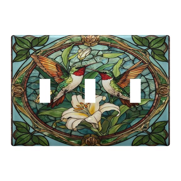 Wobogo Vintage Glass Bird Switch Plates PC Flame Retardant Plastic Material Glossy Finish Smooth Touch 6.37x4.48x0.27in