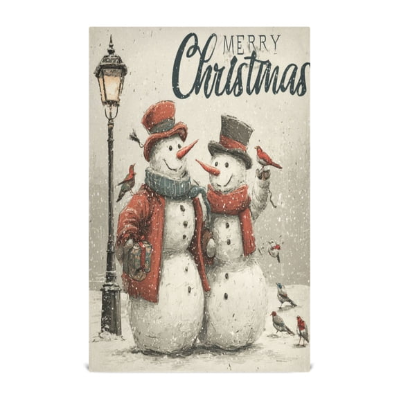Wobogo Vintage Snowman Kitchen Towel 6 Piece Large Cotton Dishcloth Premium Absorbency Set with Hanging Loop