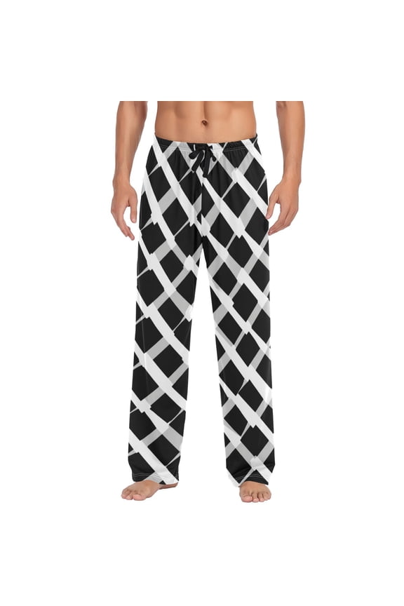 Wobogo Visual Grid Pajama Pants For Men Men's Separate Bottoms Lounge Pants